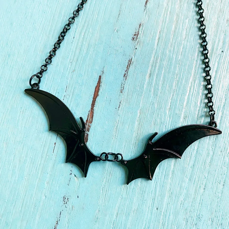 Goth Vampire Vintage Bat Wing Pendant Choker Necklace Christmas Witchy Gift For Women Best Friends New Fashion Jewelry_voghion.com