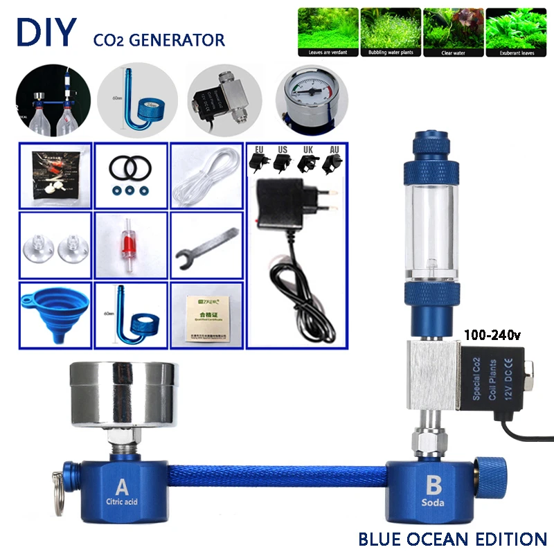 Aquarium Diy Co2 Generator,withsolenoid Valve Bubble Counter Diffuser