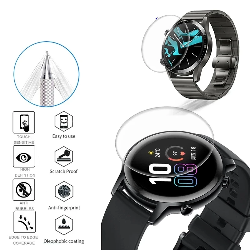 1-5pcs Soft Hydrogel Film for Huawei GT 2 2E 3 Pro 42mm 46mm ES Screen Protector Shatterproof TPU Film for Honor Watch Magic 2 2