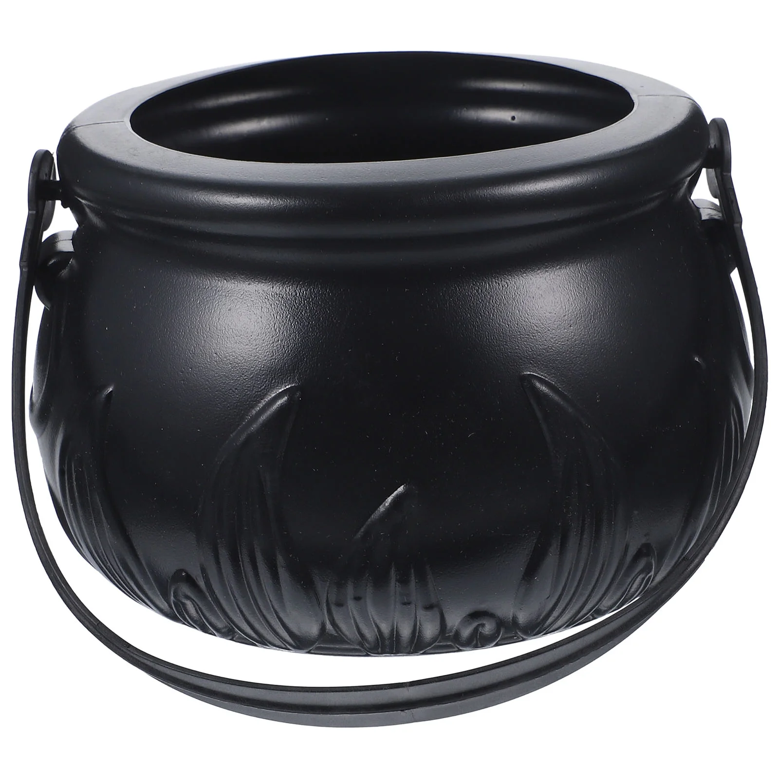 Candy Halloween Cauldron Witch Bucket Jar Black Kettle Pot Plastic