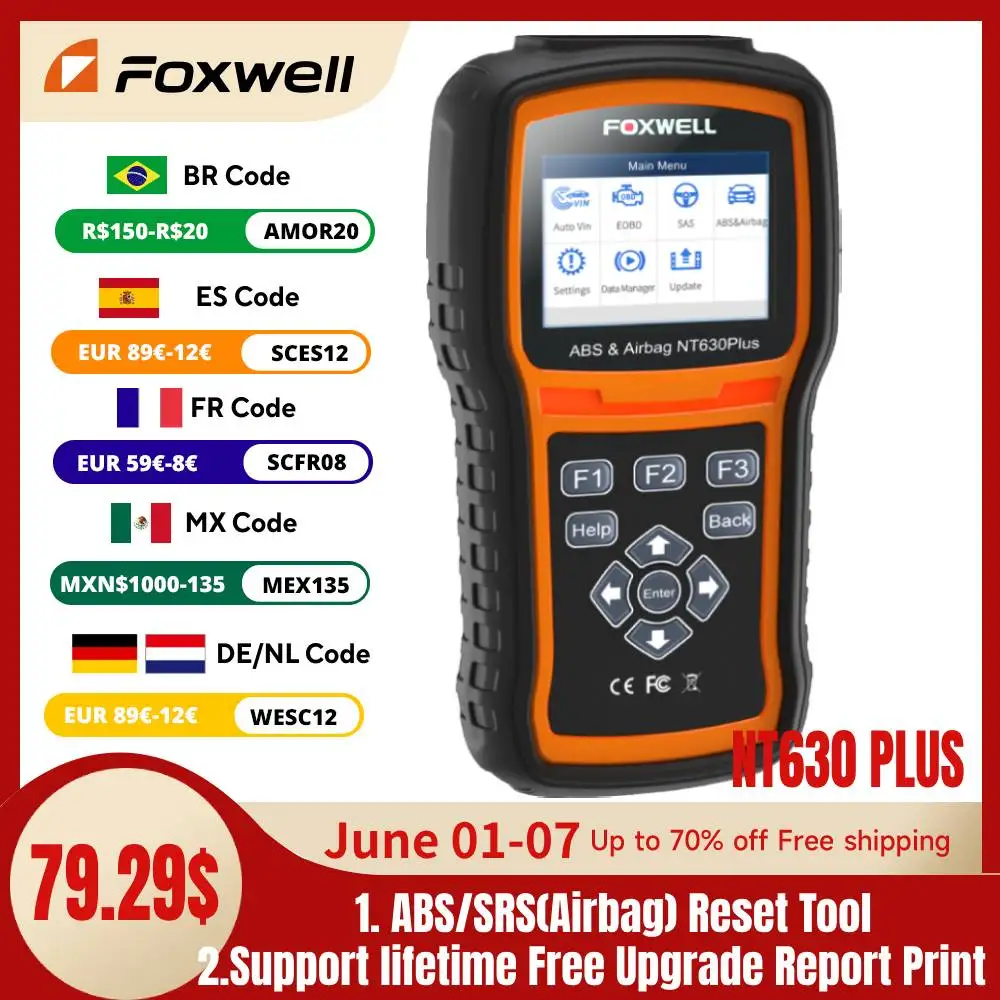 Сканер Foxwell NT630 Plus OBD2, автомобильный диагностический прибор OBD 2