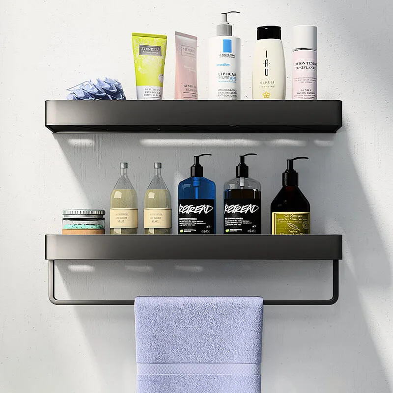 Black Bathroom Shelf Bath Shower Shelf Aluminum Bathroom Corner shelf Wall Mounted Black Aluminum Kitchen Storage holder 2