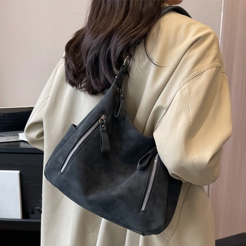Luxury Designer Retro Matte PU Leather Crossbody Bag - Large Capacity Shoulder Handbag