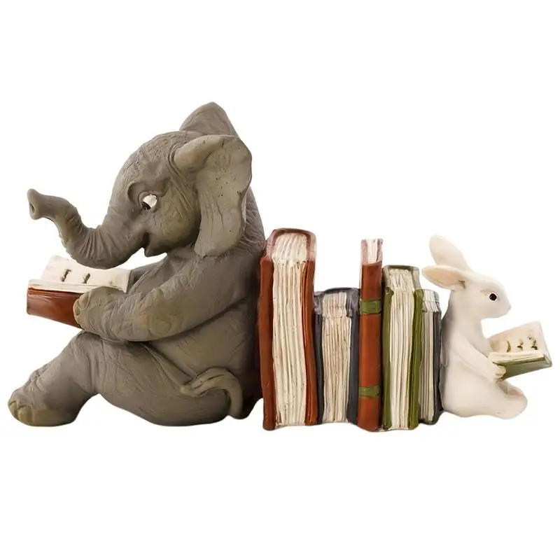 

Elephant Decor For Home Desk Elephant Statues Animal Sculpture Elephant Figurines Garden Statue Resin Elephant Rabbit Reading