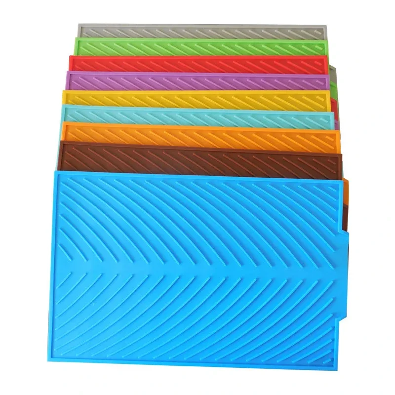 

Kitchen Silicone Drain Pad Storage Dish Cup Drying Mat Drainer Tray Non-slip Pans for Tableware Anti-scald Potholder Placemat