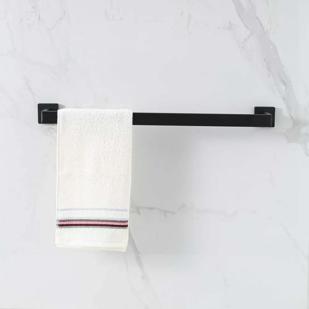 Towel Rack Set with Chamfered Edges Modern Matte Black Bathroom Hardware Set with Towel Rack Hand Holder Toilet for A