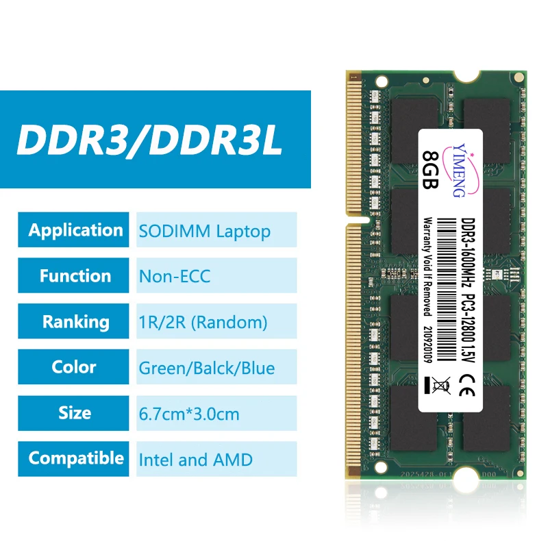 Barrette Mémoire RAM Crucial DDR3L 4 Go 8 Go 16 Go Pour PC Portable - SODIMM 204 Broches, 1333/1600/1866 MHz