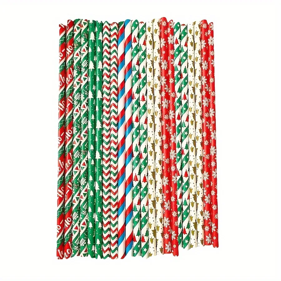 disposable Christmas paper straws 5000pcs mixed color bulk high quality for diy decoration party picnic source factory