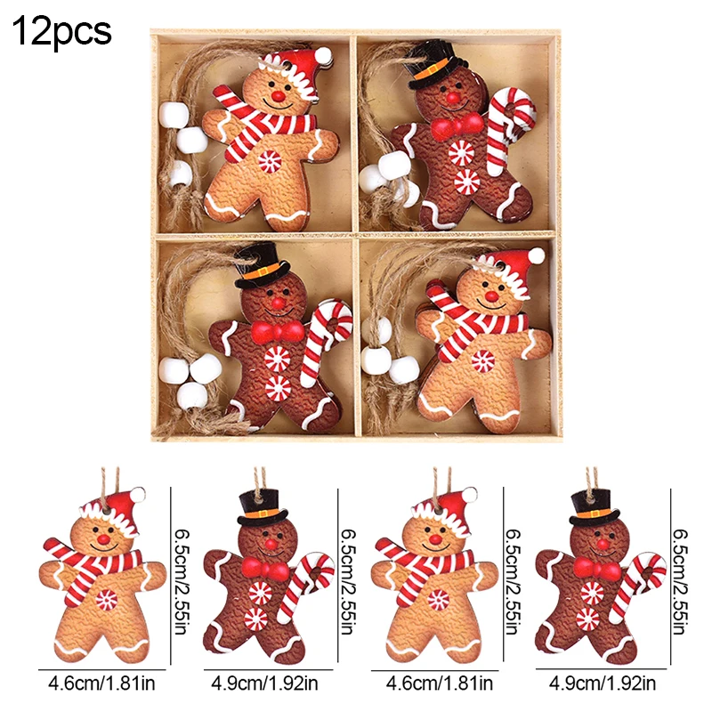 thumbnail image 1 of Colgantes de madera de Navidad, hombrecitos de jengibre, gnomos, adornos colgantes para árbol de Navidad 2024, decoraciones navideñas para el hogar, regalo de Año Nuevo, 1 of 5