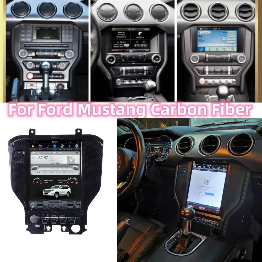 

128G Tesla Carbon Fiber For Ford Mustang 2015 2016 2017 2018 2019 Android Car Radio Audio Auto GPS Navigation Head Unit Carplay