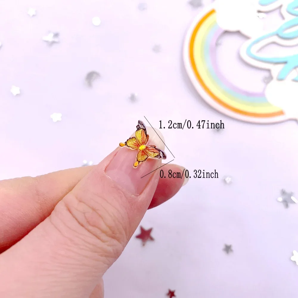 Colorful Mini Crystal Butterfly Nail Art Glitter Resin Flatback Rhinestone Figurines - 50pcs