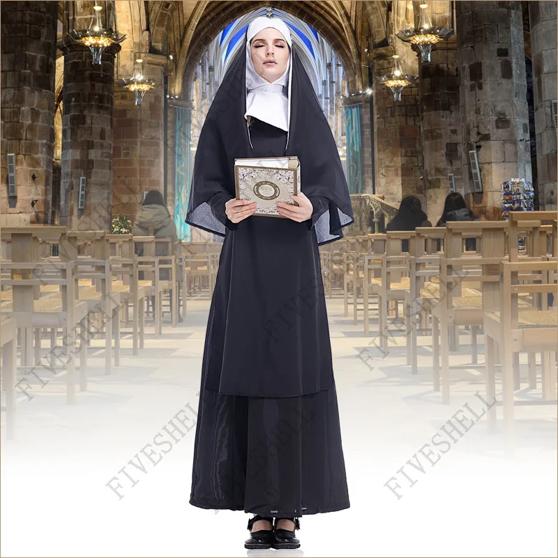 

Medieval Adult Priest Nun Costume Halloween Costumes for Women Blessed Virgin Mary Clothing Church Costume Carnival Stage costum