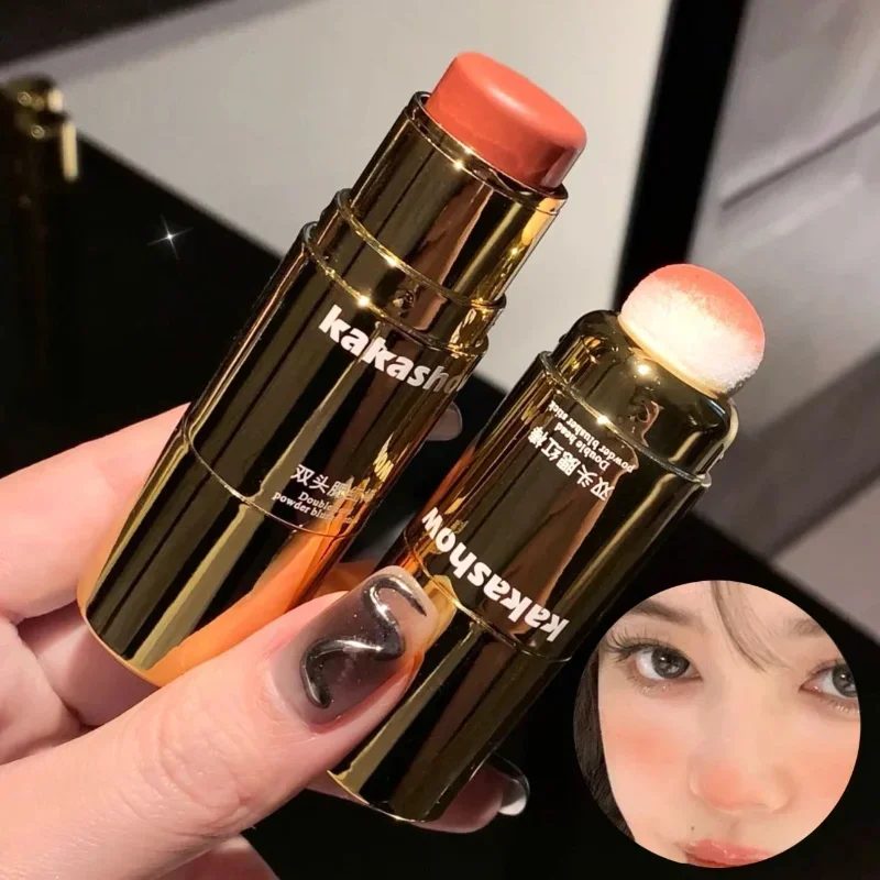 Double-ended Blush Stick Sponge Soft Face Brightening Low Saturated Blusher Cream Peach Pink Cheek Tint Korean Makeup Cosmetics 3