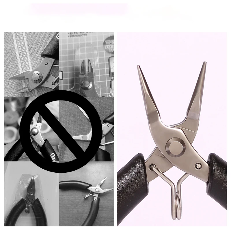 스테인리스 스틸 핸들 미끄럼 방지 쥬얼리 도구 펜치, DIY 쥬얼리 제작용 날카로운 코 펜치, 수리 액세서리