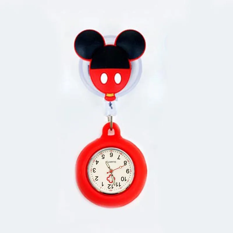 Retractable Cartoon Pattern Nurse Doctor Pocket Watch Hang Clips Colourful Hospital Medical Women Mens Badge Reel