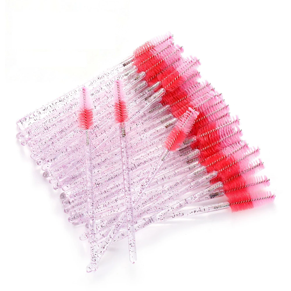 50pcs 속눈썹 연장 브러시 속눈썹 브러시 연장 용품 눈썹 빗 메이크업 마이크로 브러시 속눈썹 일회용 속눈썹 브러쉬