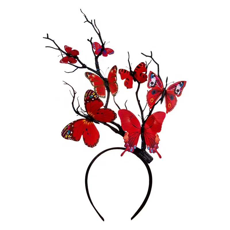 Adult Kids Deer Antler Butterfly Crown Headbands Tree Branches Hairband Forest Goddess Headdress navidad Wedding Festival