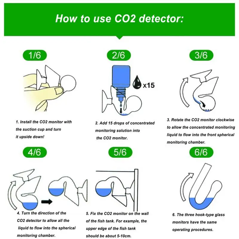 Co2 Fish Tank Diffuse Glas Drop Checker Voor Co2 Monitor Glas Drop Checker Ph Lange Termijn Indicator Monitor Tester Combinatie