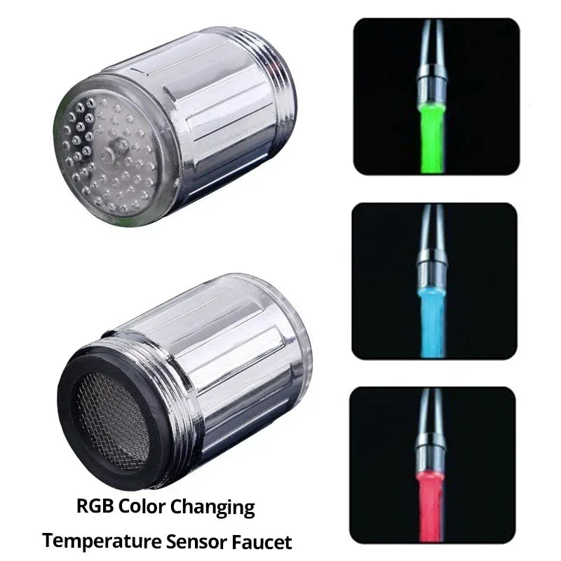 LED Faucet Colorful Luminous Color Changing Dragon Head Light Without Power Battery Luminous Universal Interface
