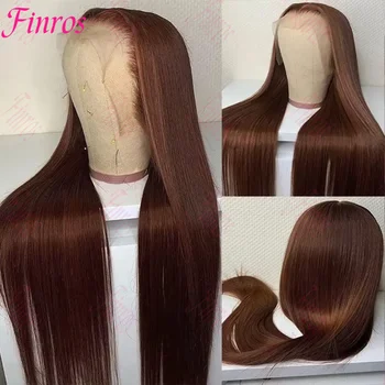 30 Inch Bone Straight Brazilian Human Hair Wig 13x6 HD Lace Frontal Wig Chocolate Brown Lace Front Wigs For Black Women 1