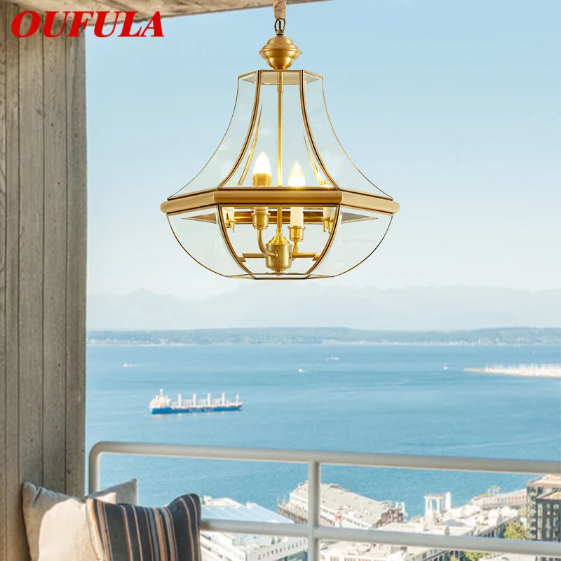 

OUFULA Brass Garden Pendant Lamp Copper LED Waterproof IP65 Outdoor Modern E27 220V 110V Porch Courtyard Balcony