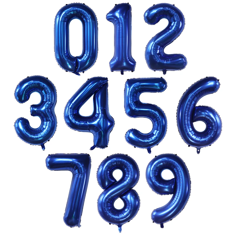 thumbnail image 1 of Globos de helio de aluminio grandes de 40 pulgadas con números del 0 al 9, decoraciones para fiestas de bodas, baby showers, figuras grandes, suministros para globos de aire, 1 of 5