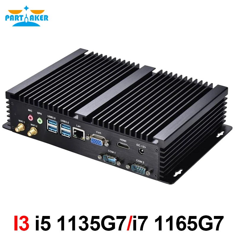 Partecipe Industriale Fanless Mini Pc Intel I7-1165G7 I5-1135G7 2 * Ddr4 M.2 + Msata + 2.5 ''Sata 2 * Com Rs232 Hd Vga Wifi Robusto Computer