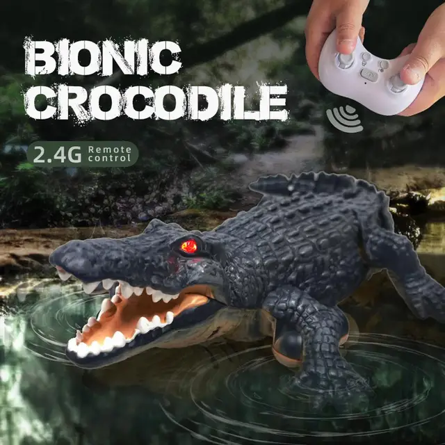 2.4ghz Remote Control Crocodile Underwater Simulation Fish Swimming Eye Glowing Toy Long Battery Life Remote Control Boat 1