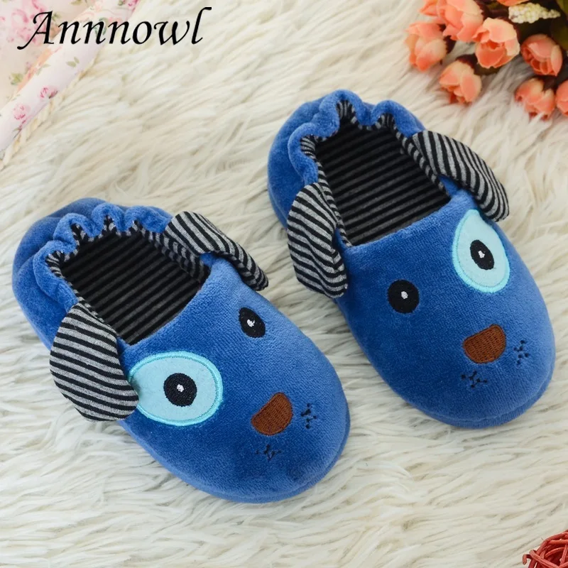 

Fashion Toddler Boy Slippers Indoor Winter Plush Warm Kid House Footwear Cartoon Puppy Dog Soft Rubber Sole Home Shoes Baby Item