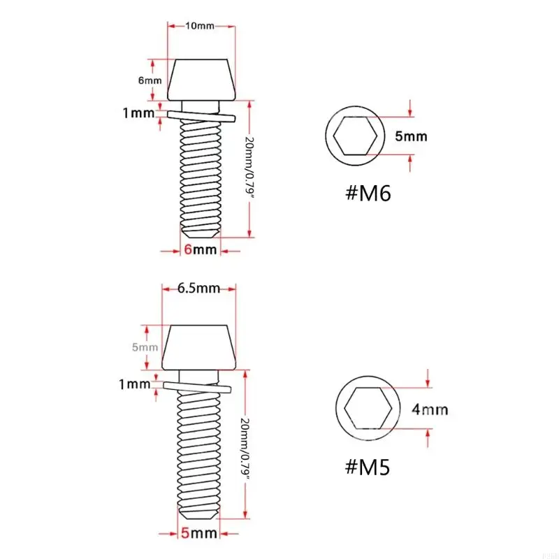 Bike Disc Brake Caliper Bolts Bike Stem Bolts 5x20mm/M6x20mm Bicycles Stem Screw with Spacer Handlebar Part