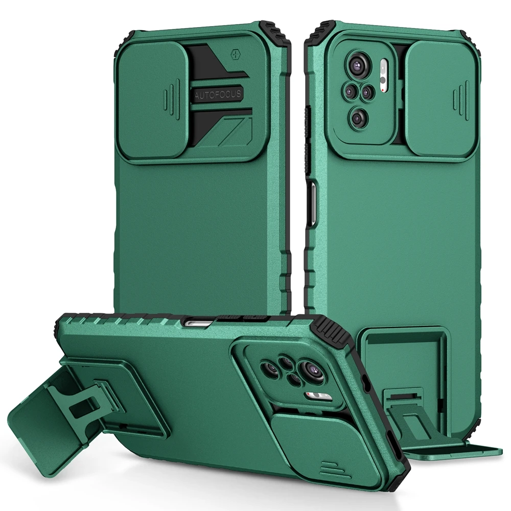 Slide Camera Armor Phone Case with Plastic Holder and Hard Cover Protection