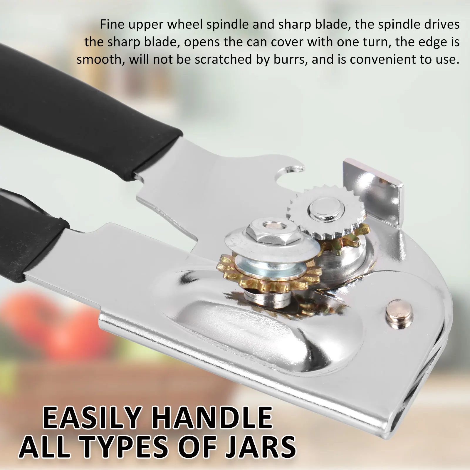 New 2Pcs Hand Crank Can Opener with Ergonomic Handle Stainless