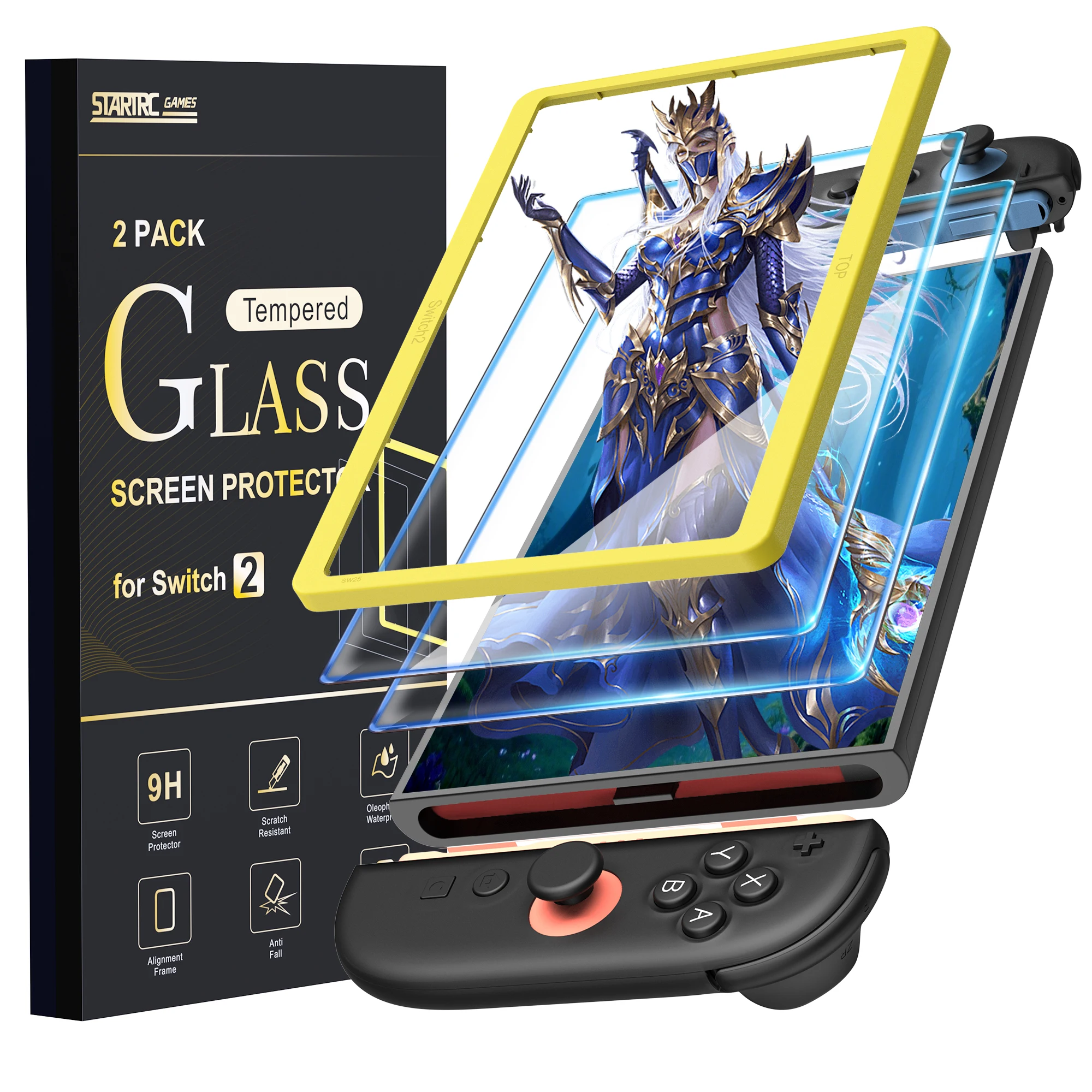 2 Pack HD Clear Anti-Scratch Screen Protector with Alignment Frame for Handheld Gaming Console Display