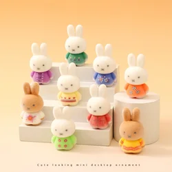 Charming Kawaii Flocking Rabbit Figurine - Cute Desk and Shelf Decor Ornament - All 9pcs (Miffy)