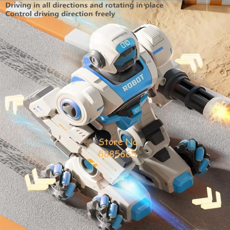 Watch Sensing Smart Electric Dual Remote Control Robot 2.4G Lighting Smoking 360° Rotation Lanuch Bullet All Terrain RC Robot 3