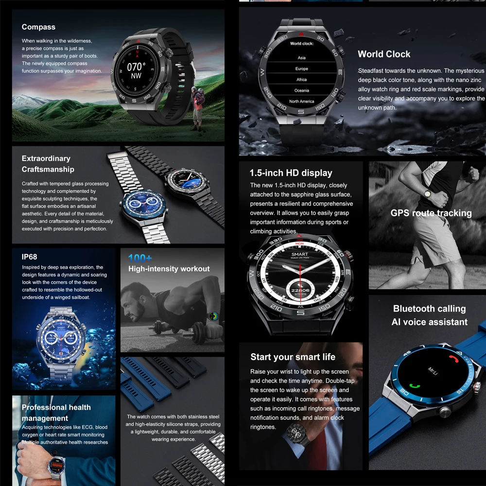 DT Ʈ Ʈ Ʈ ġ  ȭ ħ, GPS  , NFC ECG 100 +  ո , IP68 454x454 HD ũ