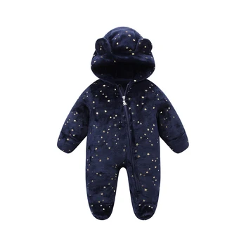 AYNIGIELL ملابس الخريف/الشتاء للأطفال الصغار، رومبير بقلنسوة دافئ للأطفال، بدلة قفز كرتونية للأطفال حديثي الولادة من الفلانيل 5