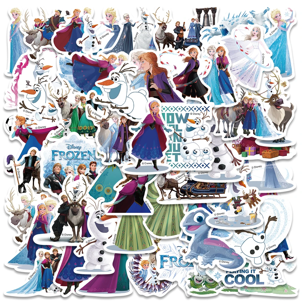

50pcs Disney Cartoon Anime Frozen Stickers Waterproof Graffiti For Laptop Water Bottle Luggage Notebook Vinyl Phone Decals