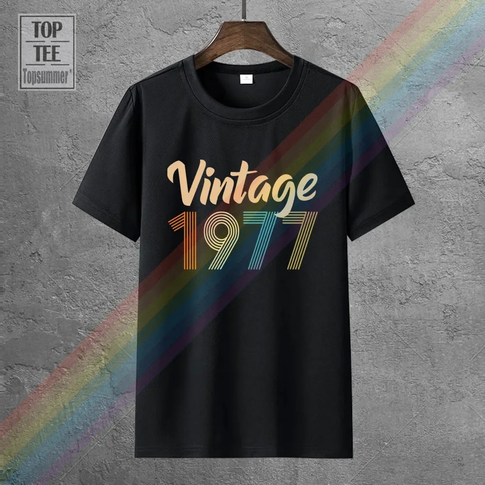 

Vintage 1977 Fun 44Th Birthday Gift T Shirt Funny Fashion T Shirts Retro Brand Designer Clothing Tshirts Harajuku Logo Tee-Shirt