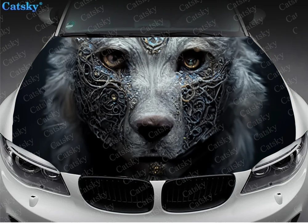 

Wolf animal wolf king Car hood wrap lion decal, bonnet vinyl sticker, full color graphic decal, CUSTOM made to Fit Any Car