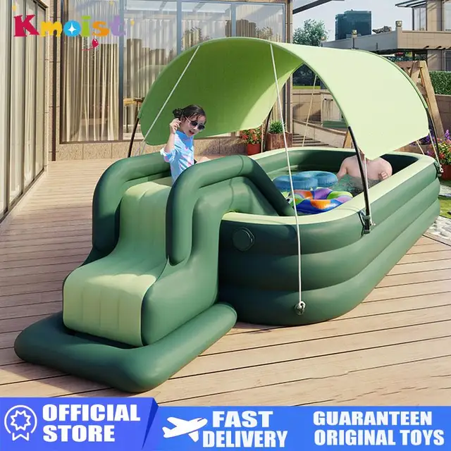 Piscine gonflable pliante pour enfants, fête en plein air familiale, pare-soleil, toboggans pour bébés 1