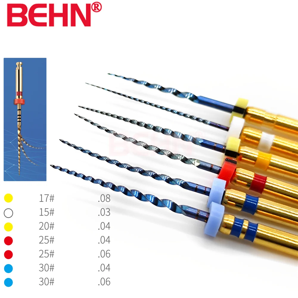 6pcs/pack Endo Files Rotary Dental Niti File System Root Canal Blue