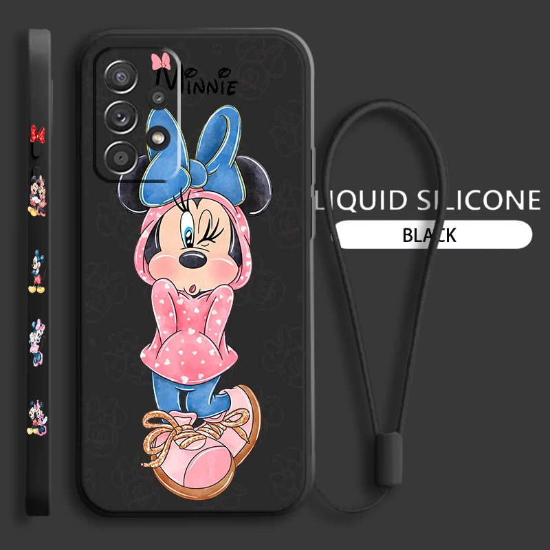 thumbnail image 1 of Funda de teléfono de dibujos animados de Minnie rosa para Samsung Galaxy A73, A54, A34, A53, A33, A52, A32, A22, A71, A51, A21S, 4G, 5G, cuerda líquida izquierda, 1 of 5