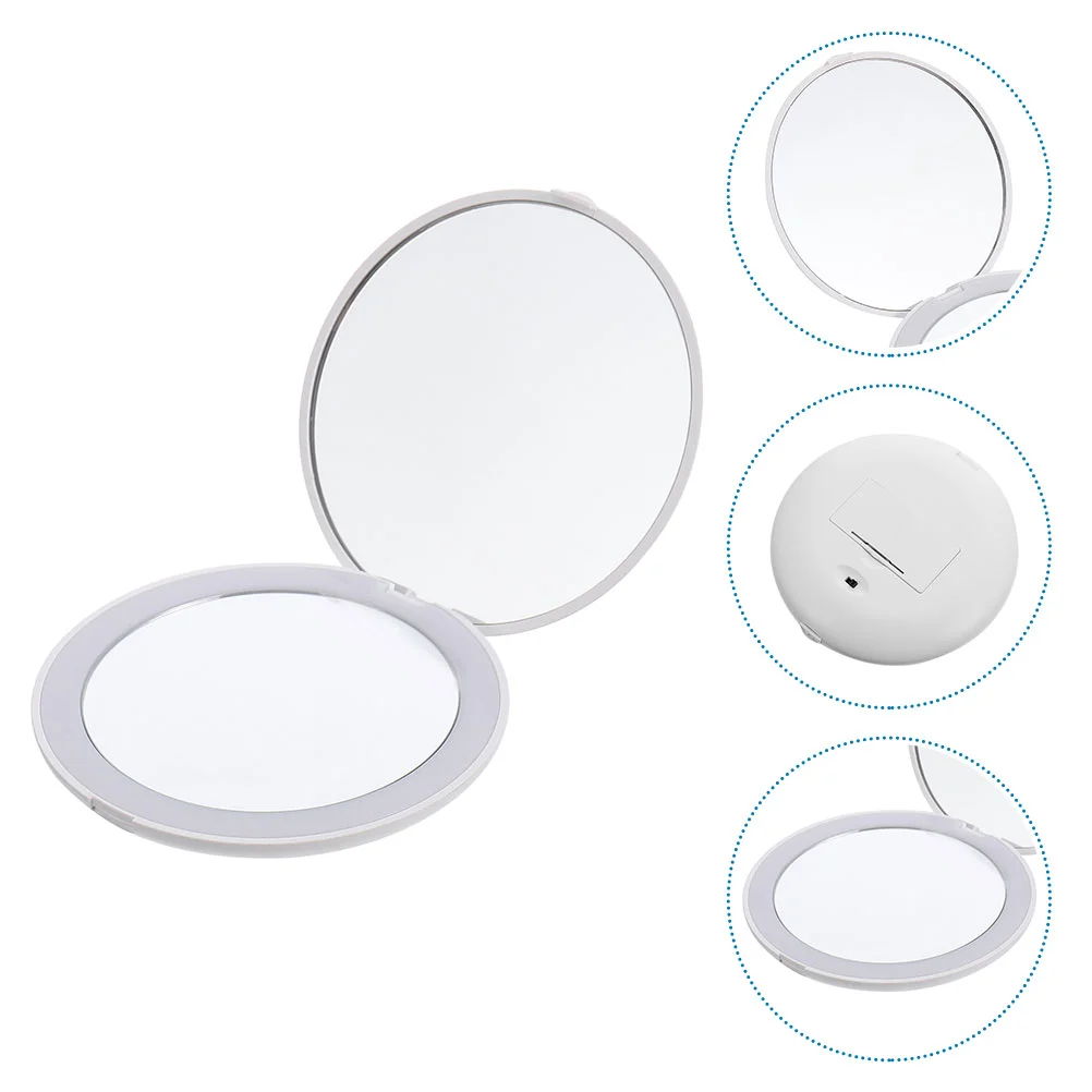 

Handheld Folding Vanity Mirror Travel Mini Pocket with LED Light Makeup