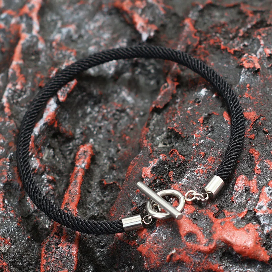 Stainless Steel Men Bracelet with Lucky Red Thread and OT Buckle