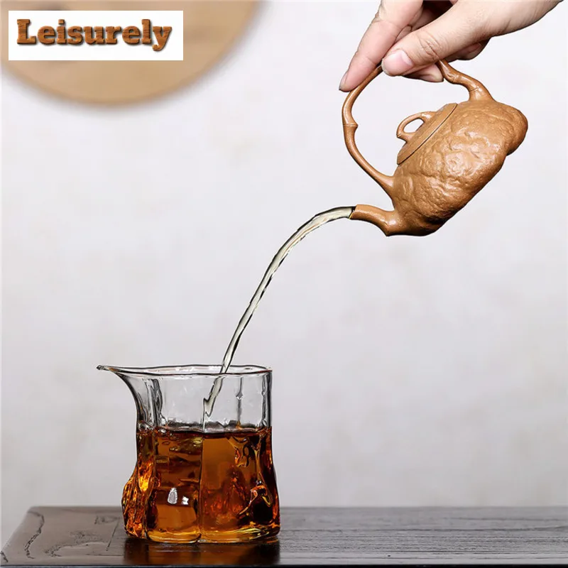 130ml Handmade Yixing Purple Clay Teapots Handmade Lifting Handle Pot Raw Ore Section Mud Tea Soaking Kettle Zisha Tea Set Craft