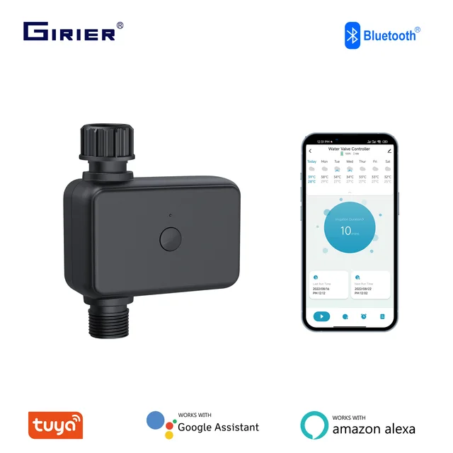 GIRIER Tuya Smart Water Timer Programmable Sprinkler Timer Bluetooth for Garden Hose Irrigation Compatible with Alexa Hey Google 1