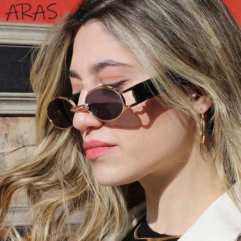

Retro Oval Sunglasses Women 2023 Luxury Brand Designer Fashion Metal Punk Sun Glasses For Men Vintage Small Frame Eyewear Shades