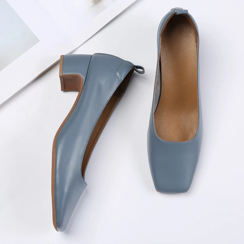 Genuine leather retro shallow mouthed soft sole comfortable single shoe for women