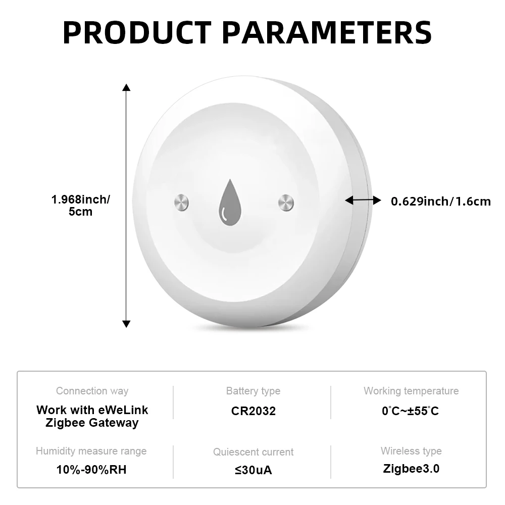 ZigBee Water Detect Sensor Alarm Water Sensor Leak Detector Flood Water Leakage Alarm APP Control Work With Zigbee Gateway